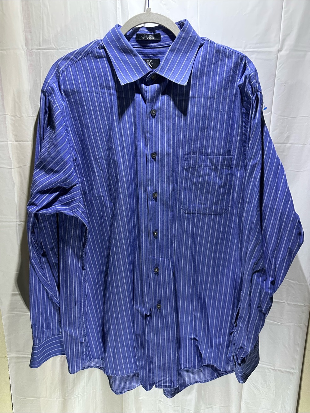 Calvin Klein Mens XL Long Sleeve Button Up Striped Dress Shirt